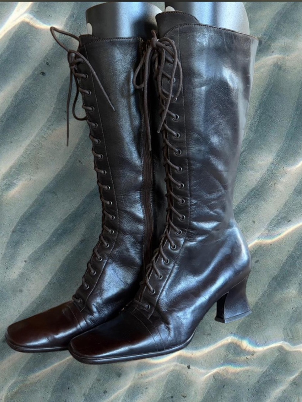 Vintage 2001 Prada Lace Up Victorian Leather Boots